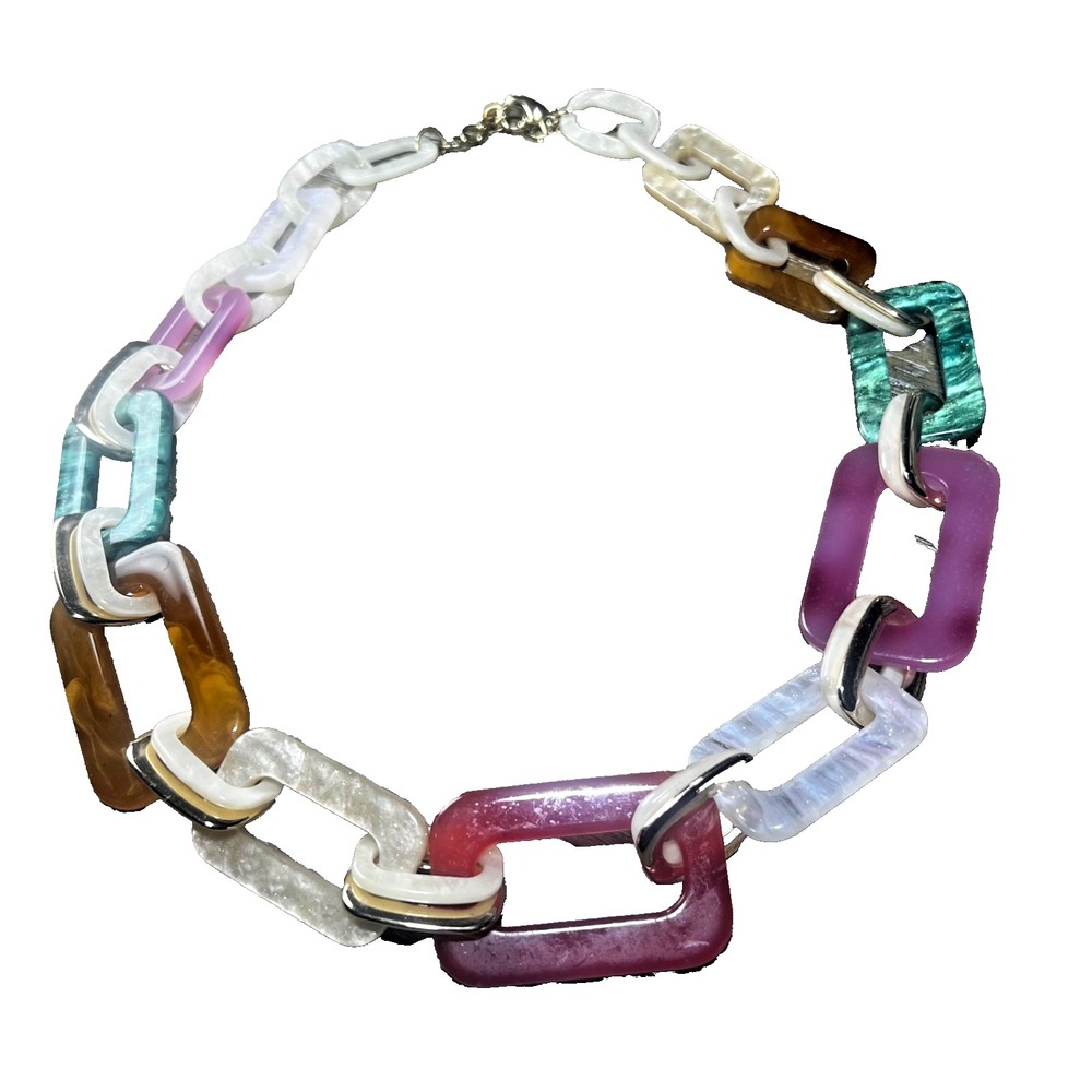 Rush by Denis & Charles Graduated Gold Tone,Assorted Color Lucite Chain Necklace